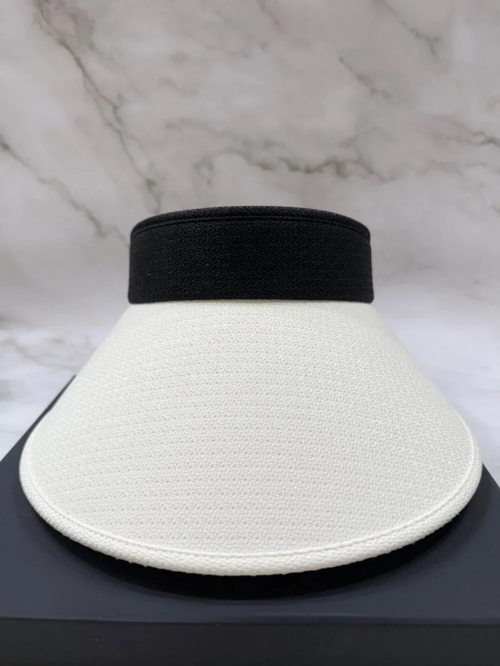 Chrissie Morris Wide Brim Fabric Sun Visor Black & White BRAND NEW